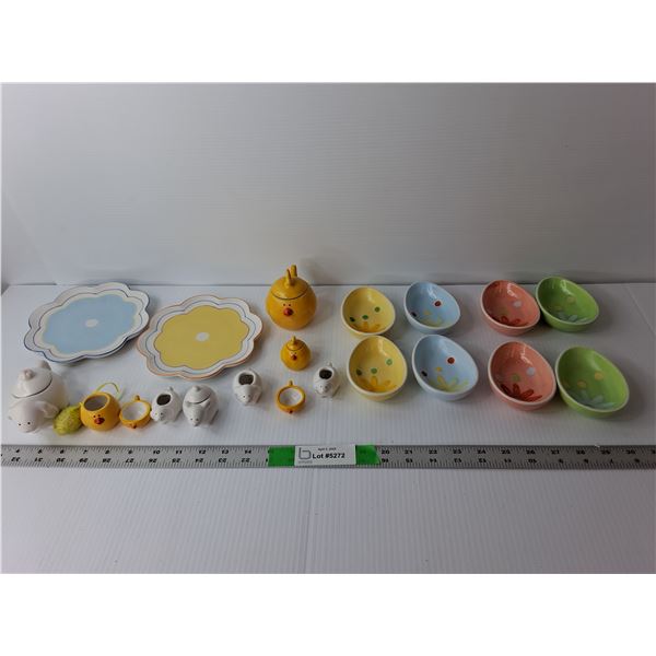 Ceramic Easter Figurines- Plates, Egg Holders, Misc.
