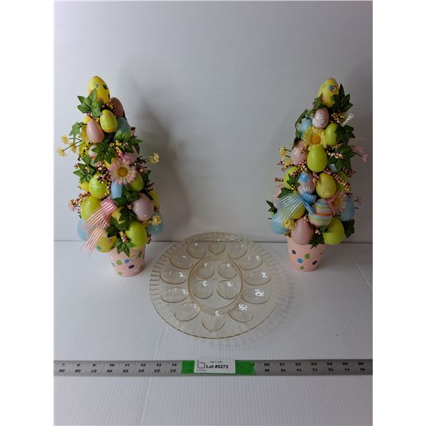 Easter Lot- (2) Trees, Display Plate