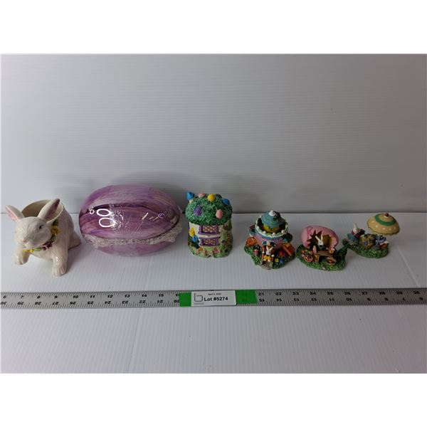 Easter Lot- Ceramic Storage Containers, Decorations