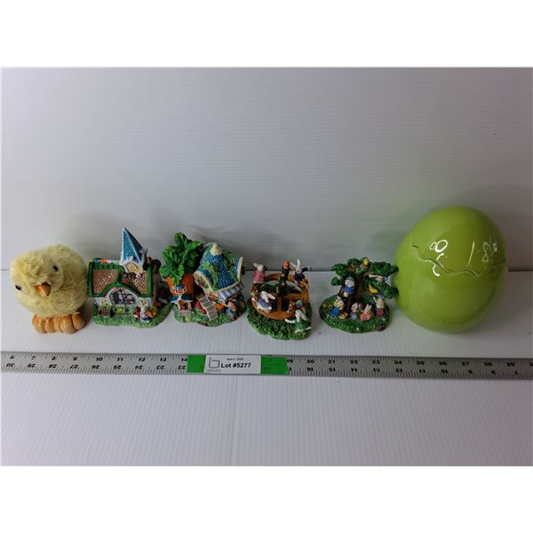 Easter Lot- Ceramic Figurines/Storage Container, Piggybank