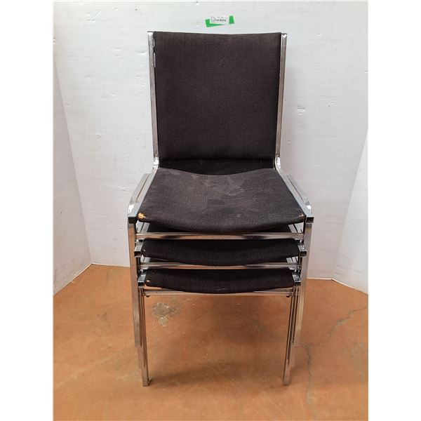 *(3) Metal & Upholstered Stacking Chairs