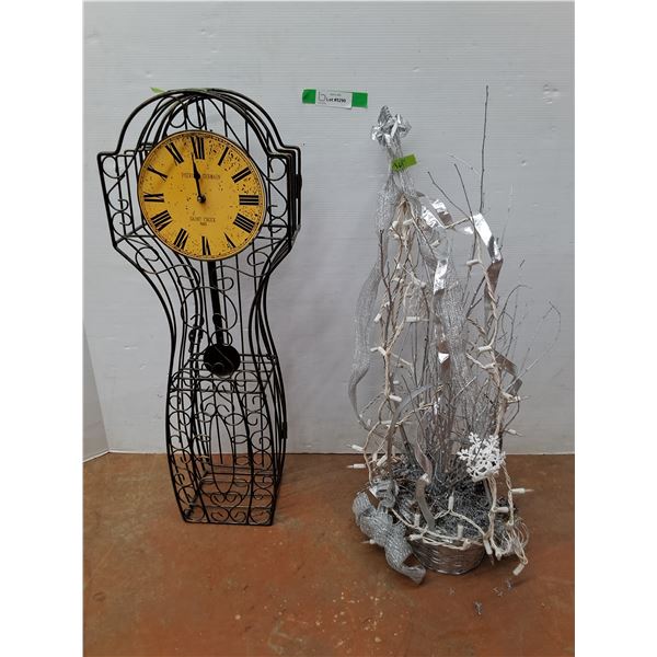 *Metal Floor Clock & Light Up Tree, Both Working