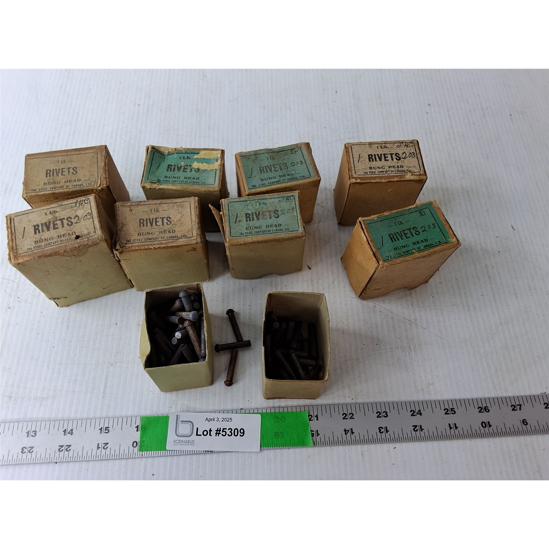 (9) Vintage Boxes of Rivets - Bodnarus Auctioneering