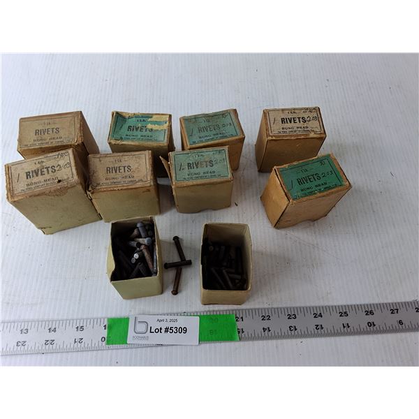 (9) Vintage Boxes of Rivets