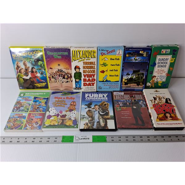 (11) Kids' VHS/DVD Movies- A Pup Named Scooby-Doo, Scooby -Doo 2, Charlotte's Web, Misc.