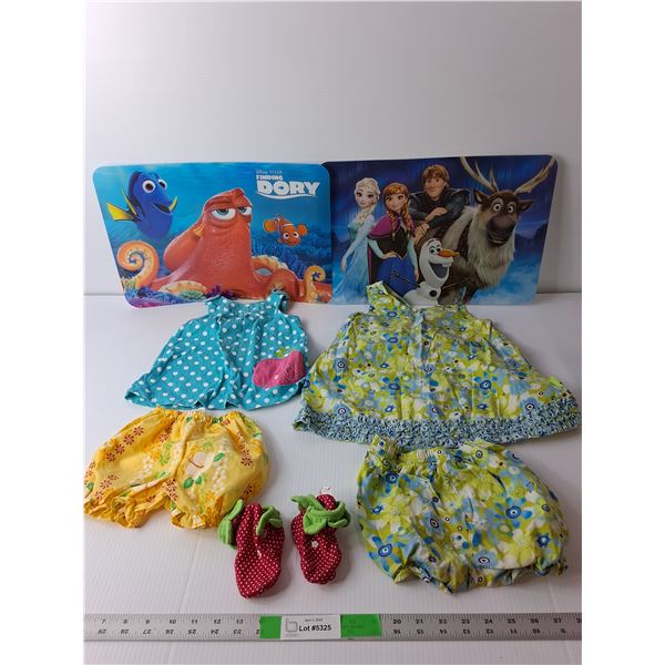 Girl's Toddler Clothing Lot, Strawberry Booties, Finding Dory/Frozen Placemats