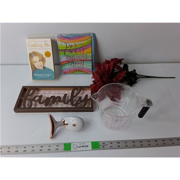 Book-Finding Me, Faux Poinsettisa, Facial Massager-Needs Batteries, Misc.