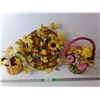 Image 1 : Floral Silk Decor- Wall Decoration & (2) Baskets