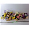 Image 1 : (3) Floral Silk Decorations in Woven Baskets