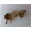 Image 2 : (3) Miniature Wicker Decorations- Two Chairs, Sled