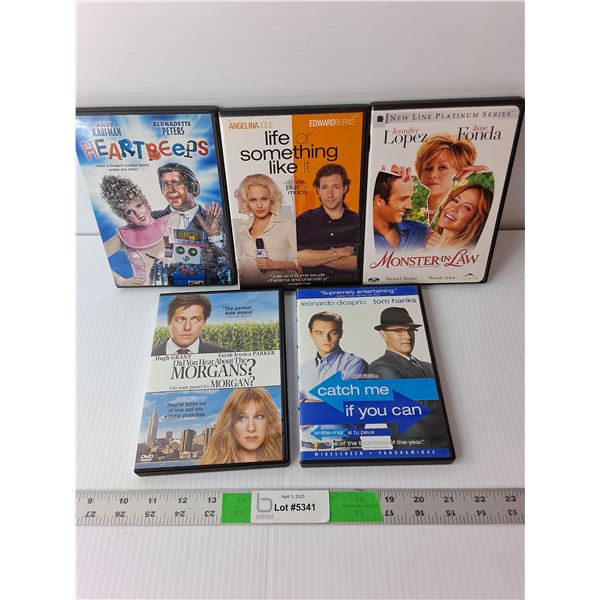 (5) DVDS- Catch Me if You Can, Monster in Law, Heartbeeps, Misc.