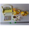 Image 1 : Easter Lot- Ceramic Storage Decorations, Miniature Bench and Eggs
