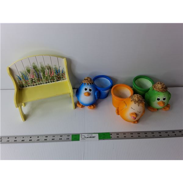 Easter Lot- Ceramic Storage Decorations, Miniature Bench