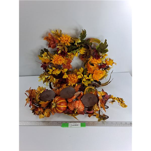 (2) Easter Decorations, Wreath & Candle Holders