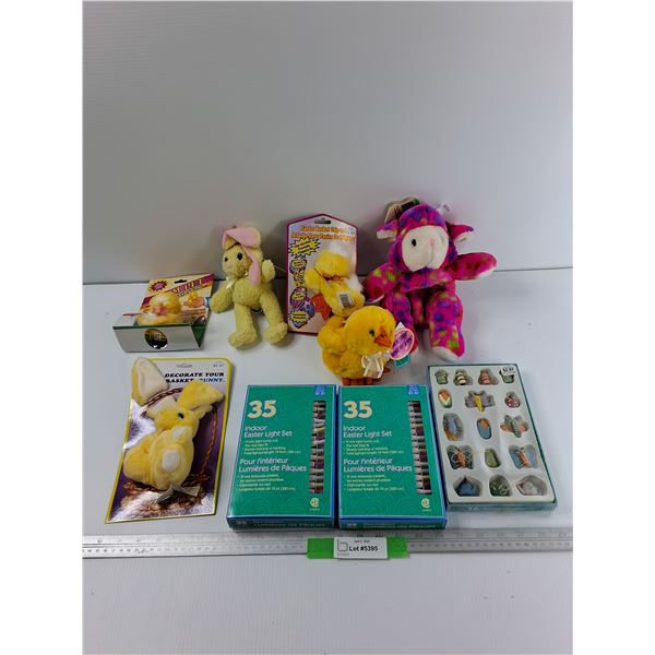Lot Of Easter Themed Items, Stuffed Animals, Lights, Misc