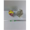 Image 1 : (2) Ceramic Ornaments, Piggy Bank Ceramic Bunny