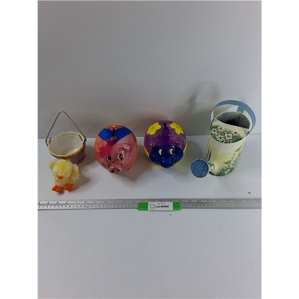 (2) Ceramic Piggy Banks, Misc