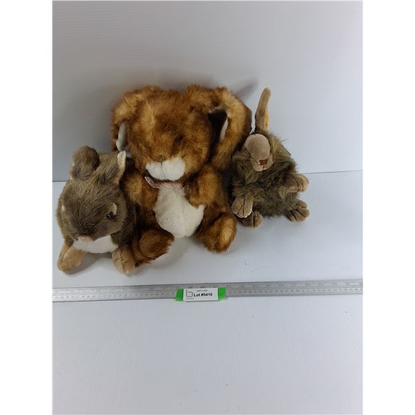 (3) Stuffed Easter Bunnies- Tallest Is 12''