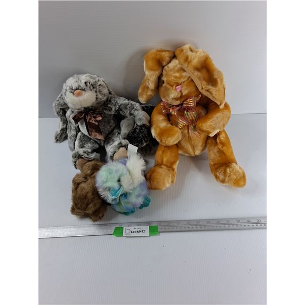 (5) Stuffed Easter Bunnies, Tallest Is 12" Tall