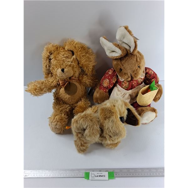 (3) Stuffed Animals, Tallest Is 12'' Tall