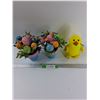 Image 1 : Lot Of Easter Decorations, Light Up Chicken Light, Misc