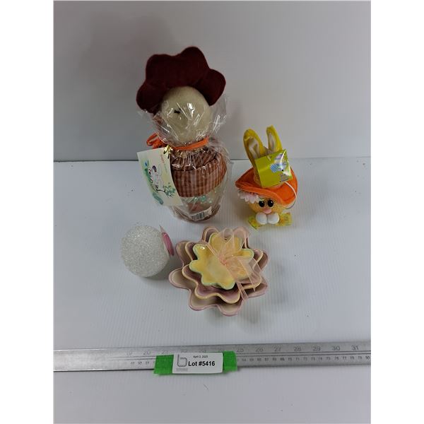 Lot Of Easter Decor, (2) Easter themed Lights, dishes, Misc