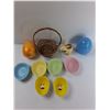 Image 2 : Lot Of Easter Themed Items, Egg Shaped Bowls, Wicker Basket, Misc
