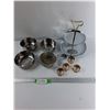 Image 1 : (4)Silver Plated Napkin Rings, Plated 2 Tier Platter, Misc