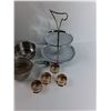 Image 3 : (4)Silver Plated Napkin Rings, Plated 2 Tier Platter, Misc