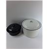 Image 2 : (2) Enamel  Pots w/ Lids - Tallest Is 7.5" Tall