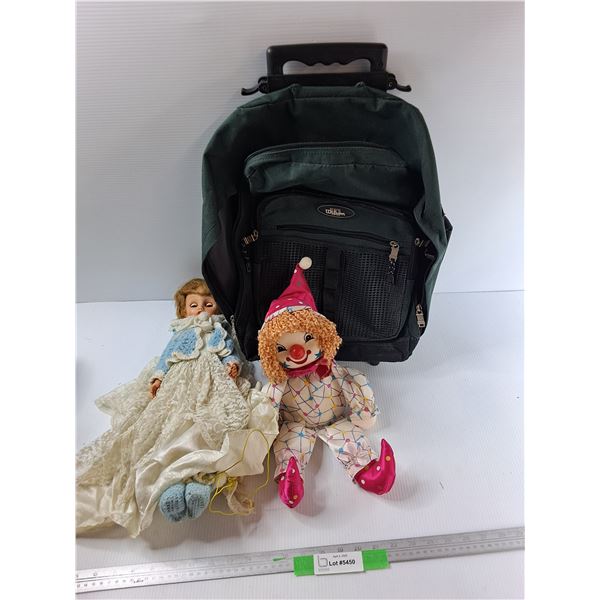 Wilson Wheeled Bag, Stuffed Clown Toy, Misc