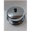 Image 2 : Stainless Platter w/ Lid, Glass Tray centre Piece- 15" Diameter