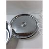 Image 3 : Stainless Platter w/ Lid, Glass Tray centre Piece- 15" Diameter