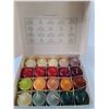 Image 3 : Box of 20) Different Scented Candles, (3) Snowflake Glass Candle Holders