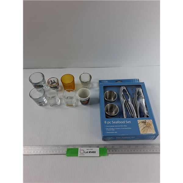 (8) Various Shot Glasses, 8 Piece Seafood Set- NIB