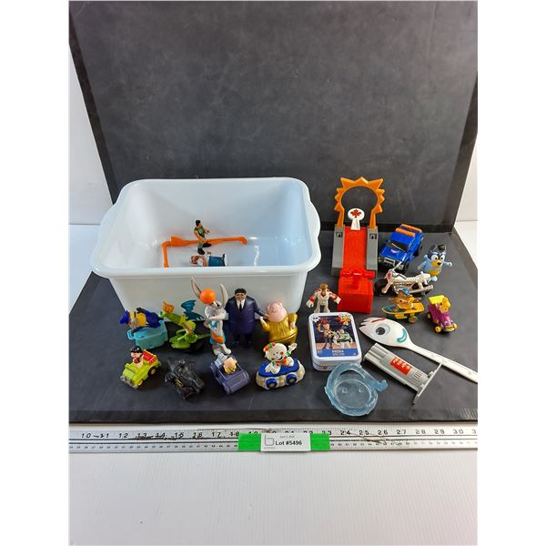 Various Toy Figurines, Toy Story Puzzle, Kids' Toys and Plastic Container