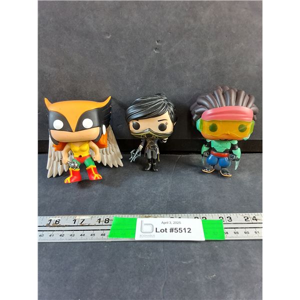 Big Hero 6 Wasabi No Ginger, DC Super Heroes Hawkgirl and Dishonored 2 Emily Vinyl Figurines
