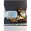 Image 1 : Plastic Container and Various Plush Toys