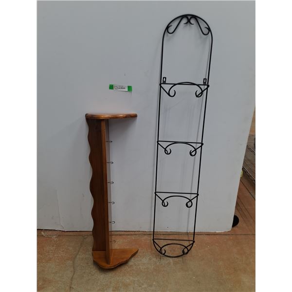 Wired Wall Hanging Plate Rack and Wooden Shelf with Hooks