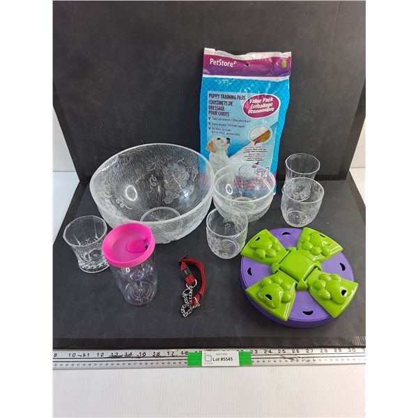 Plastic Bowl, Cups, Plastic Water Cup, Puppy Training Pad and Misc