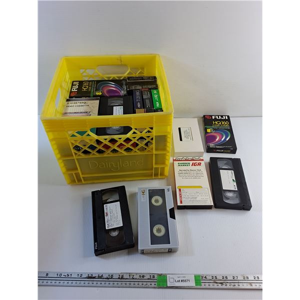 Milk Crate and Various VHS Cassettes