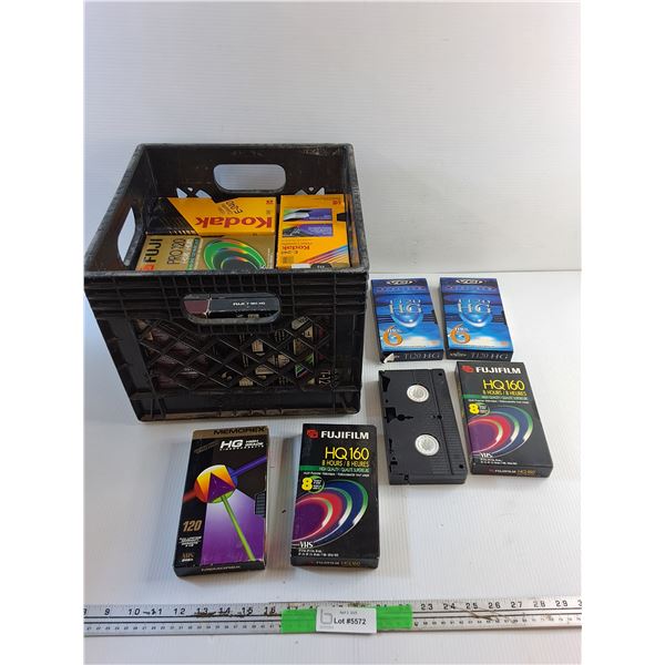 Milk Crate and Various VHS Cassettes