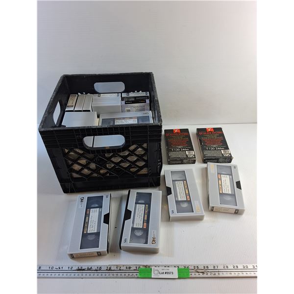 Milk Crate and Various VHS Cassettes