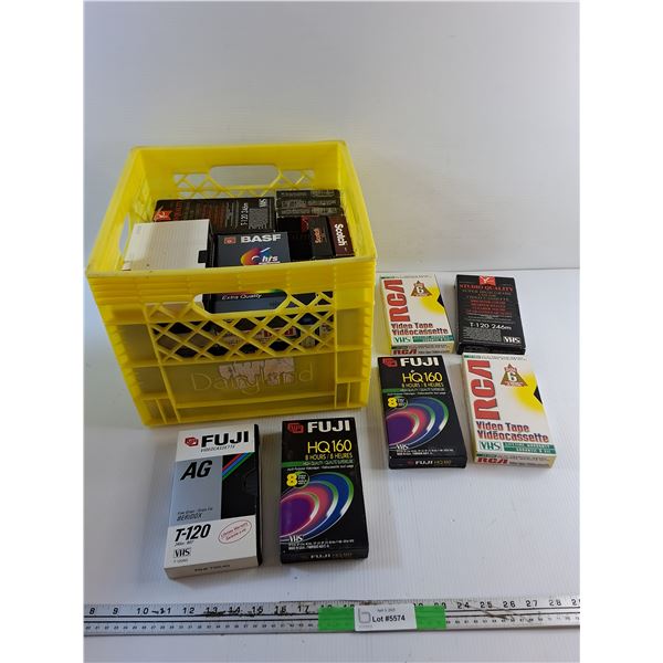 Milk Crate and Various VHS Cassettes