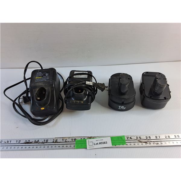 (2) Battery Chargers and (2) 18 Volt Batteries