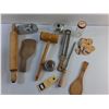 Image 7 : Dough Roller, Salt & Pepper Shakers, Deep Frying Thermometer, Sharpening Rod and Misc
