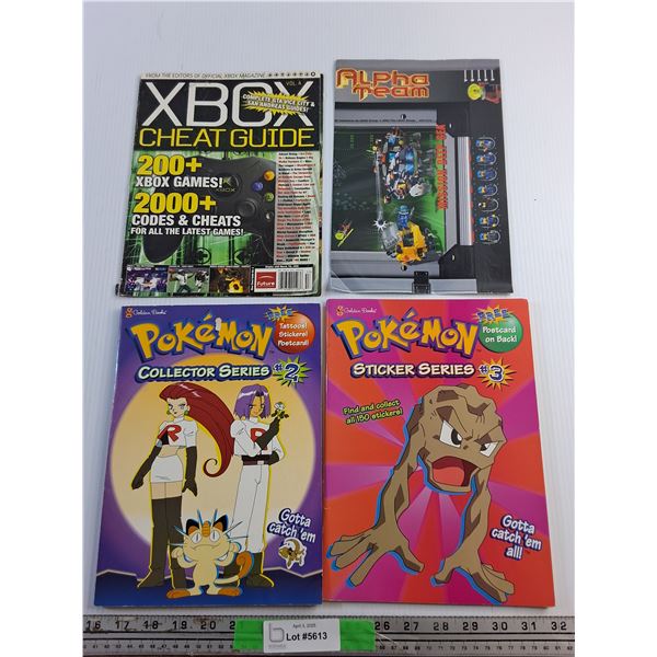Pokemon Magazines, Xbox Cheat Guide Cover and Alpha Team Guide