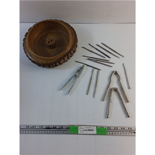 Nut Bowl, Nut Crackers and Nut Picks
