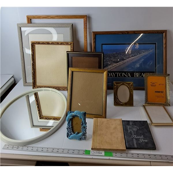 (10) Photo Frames/Daytona Beach Photo, Mirror, (2) Thank You Books