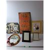 Image 1 : (6) Home Decor Items- Clock, Mirror, Photo Frames, Misc.